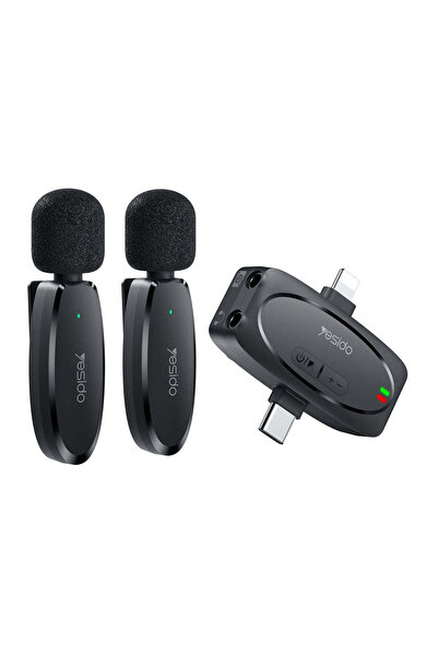 Yesido Microfoane (pachet de 2) Microfoane Lavalieră Wireless (KR15), Recepto...
