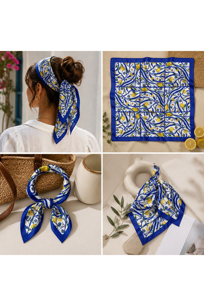IŞIKTAŞ COLLECTİON Lemon Patterned Bandana Scarf 50*50 cm
