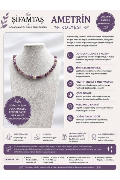 ŞİFAMTAŞ Ametrine Natural Stone Necklace