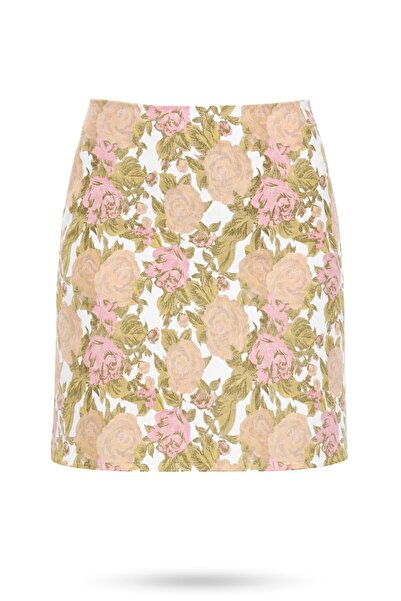 5in1Canpolat Pink Patterned Mini Skirt 12502