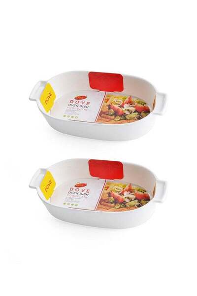 Dove 2-Piece Oval Porcelain Baking Dish With Handles 10 Inch 25.5x13.7x5.2CM ...