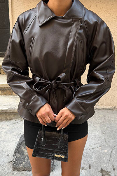 Moderk Zra Peplum Belted Leather Jacket