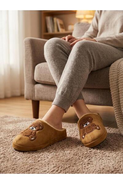 MÜJERİL'S Soft, Plush Winter House Slippers with Bear Figure, House Slippers,...