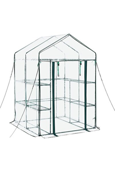 OEM Sera walk-in, 2 x niveluri, 10 x rafturi, capac PVC, usa cu fermoar, cadr...