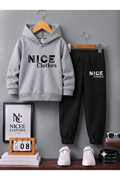 NC Nicee Clothes Children's Tracksuit Set Unisex (Black Inice Clothes Printed...