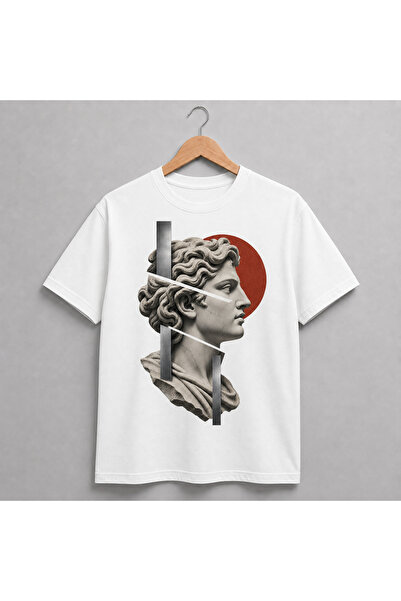 Generic Brand Tricou Streetwear cu Sculptură Fragmentată, Design Minimalist U...
