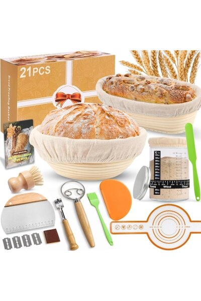 OEM 21 Piece Set for Making Sourdough Bread, Round 23 cm and Oval 25 cm Provi...