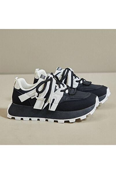 dorbe Women's Black and White Multi-Tone Chunky Sneakers