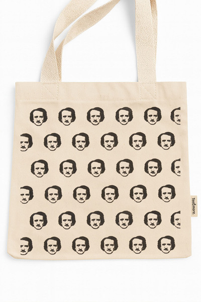Tee&more. Edgar Allan Poe Printed Canvas Tote Bag with Velcro and Internal Po...