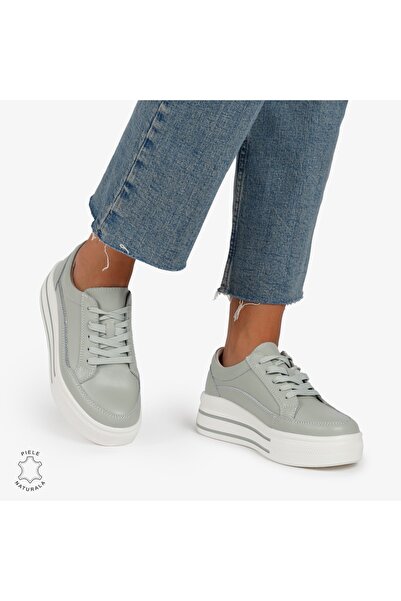 trendamoda Pantofi Casual de dama din Piele Naturala cu talpa inalta si Dungi...