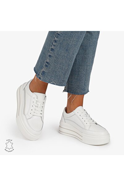 trendamoda Pantofi Casual de dama din Piele Naturala cu talpa inalta si Dungi...