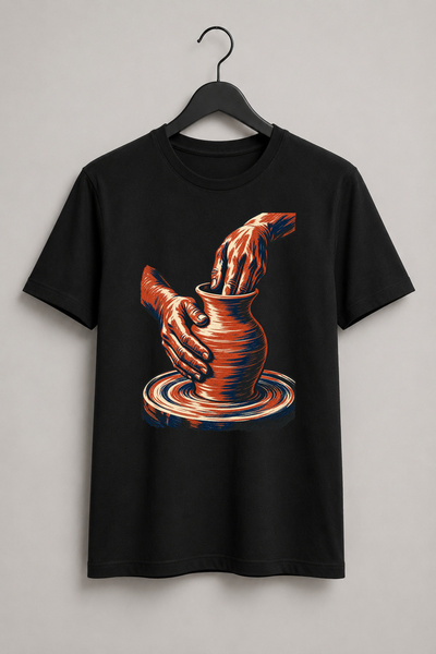 Generic Brand Tricou Vintage Ceramică Artizanală – Mâini de Olar