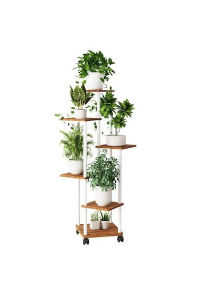OEM Etajeră pentru plante, cu 6 niveluri, înălțime 137 cm, 4 roți detașabile,...