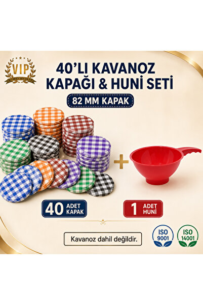 Vip Home Concept Market Ürünleri 82 mm Colorful Checkered Jar Lid 40 Pieces +...