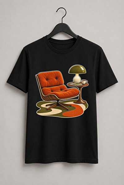 Generic Brand Tricou Vintage Mid-Century cu Fotoliu Retro – Design Interior A...