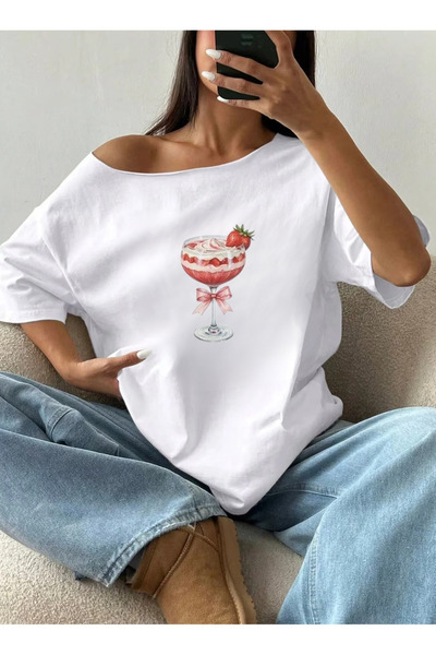 OVER HEAD Tricou pentru femei Kadeh Strawberry, cu gât barcă, cu umeri goi, 1...