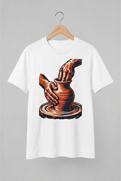 Generic Brand Tricou Vintage Ceramică Artizanală – Mâini de Olar