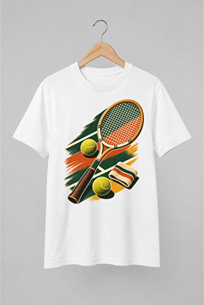 Generic Brand Tricou Tenis Retro cu Rachetă Vintage – Design Sport Anii ’70, ...