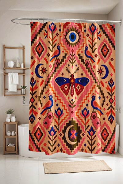 EVPANYA Bohemian Icons Patterned Shower Curtain, Bathtub Curtain 175X200Cm