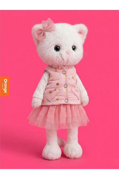 Orange Toys Lucky Kitty Dreams - Pisicuta de plus premium, handmade, cadou dulapior si umerase, 38 cm
