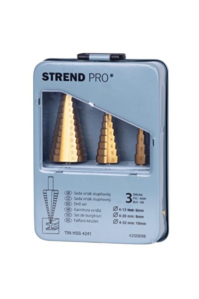 Strend Pro Set 3 burghie in trepte Premium, dimensiuni 4-12, 4-20, 4-32 mm, T...