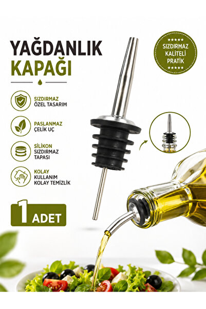 KEA Yağdanlık Kapağı 11 cm Paslanmaz Çelik Yağ Şişesi Dökücü Aparat Silikon S...