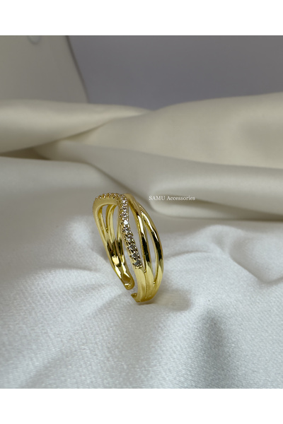 Samu Accessories خاتم فولاذي قابل للتعديل بتصميم متقاطع من السلسلة الفاخرة - ...