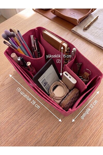 MARJİNAL W CLUB Kare Ic Cepli Canta Ici Organizer Fusya Color 28 X 15 X 12 Di...