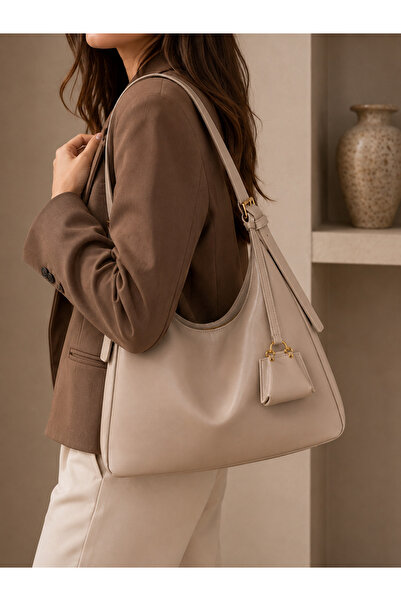 EdButikModa Women's Soft Textured Hobo Shoulder Bag with Accessory Detail for...