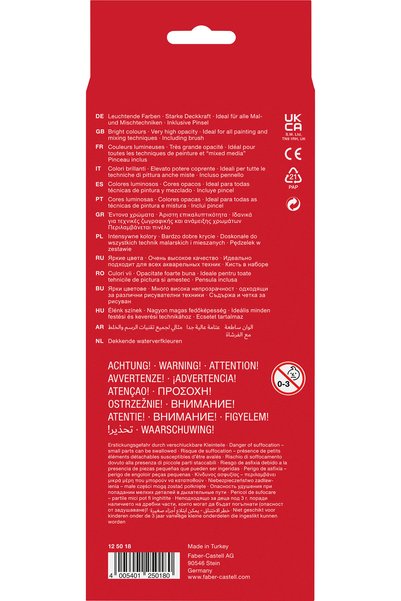 Faber-Castell Yayınları Acuarele 12 Culori 30mm + Pensula 2023 Faber-Castell
