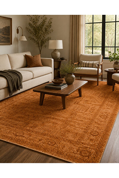 Etnik Home SHIRAZ 03 TERRA Vintage Eskitme Desenli Modern Yumuşak Dokulu Maki...