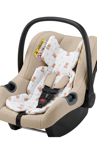 jr.bunnies Jr Bunnies Dog Patterned Muslin Stroller Cushion, 100% Cotton, Thinly Filled, Breathable
