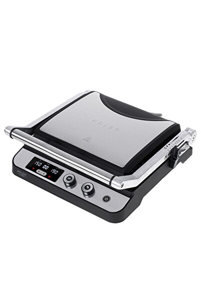adler Grătar electric Inox 2000 W, suprafață striată/perforată, 36,5 x 36 x 1...