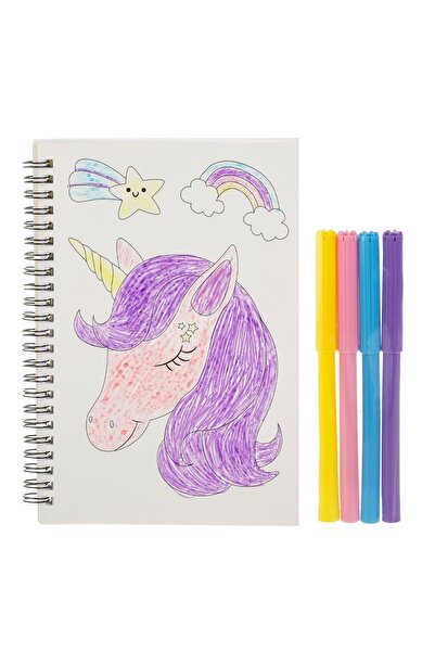 OEM Caiet de colorat cu unicorni A5 spiralat 80 de pagini + 4 markere
