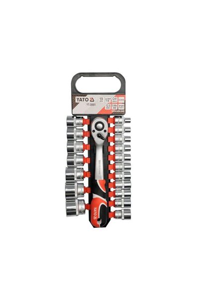 yato Set chei tubulare 19 buc, cu antrenor YT-38681, prindere 1/2 “, dimensiu...