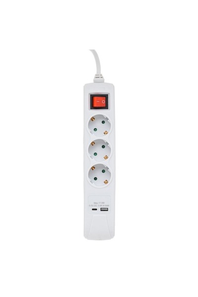 OEM Prelungitor alb cu 3 porturi USB și porturi Type C, 3680W