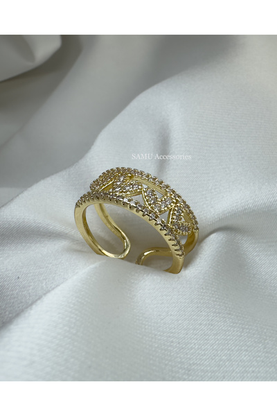 Samu Accessories خاتم فولاذي قابل للتعديل من سلسلة بريميوم بتصميم قلب مزدوج ا...