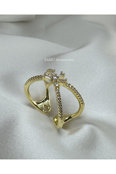 Samu Accessories خاتم فولاذي قابل للتعديل من سلسلة بريميوم بتصميم نجمة متقاطع...