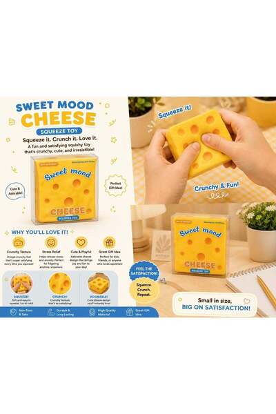 Squeeze Sweet Mood Cheese Toy, Crunchy & Fun Fidget Toy