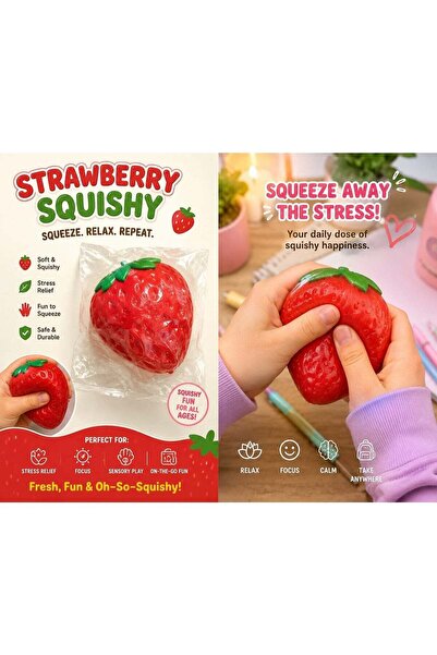 Squeeze Strawberry Squishy Stress Relief Toy – Soft Sensory Fidget for Kids &...