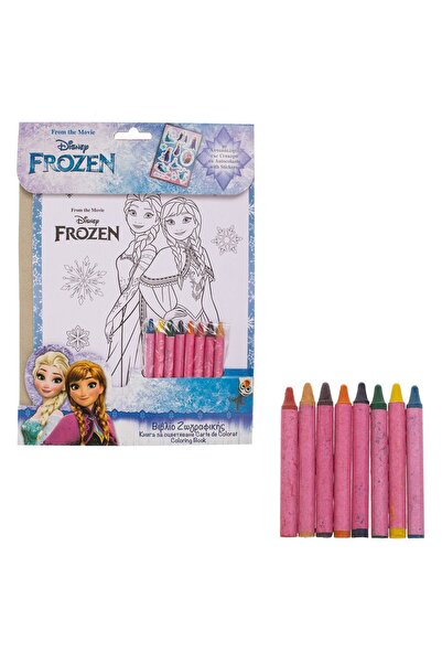 Disney Set de cărți de colorat Frozen cu 16 pagini, 8 creioane cerate și 2 co...