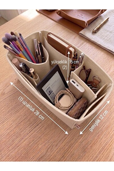 MARJİNAL W CLUB KARE IC CEPLI CANTA ICI ORGANIZER KREM RENK 28 X 15 X 12 OLCU...