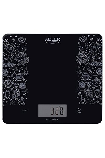 adler Cantar de bucatarie din sticla, 1 g - 10 kg, LCD, 20 x 18 cm, Negru