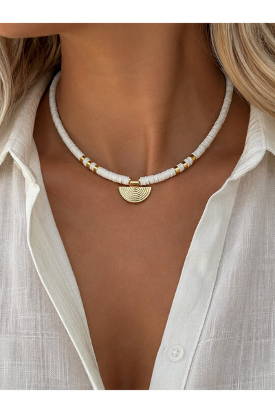 HERCY New Color White Bohemian Necklace |   Yelpaze Necklace |   Women's Bijo...