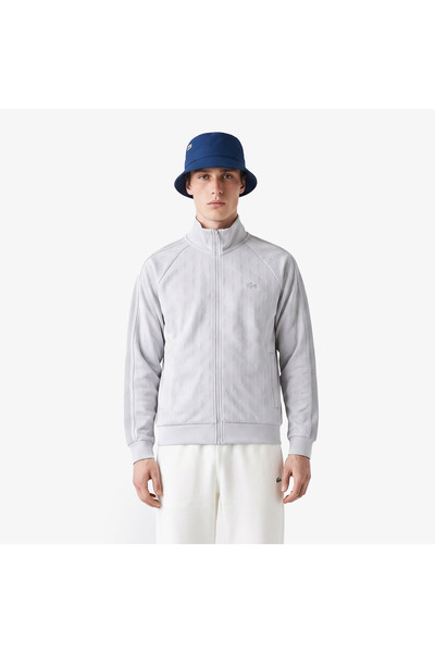 Lacoste Erkek Regular Fit Fermuarlı Monogram Gri Sweatshirt