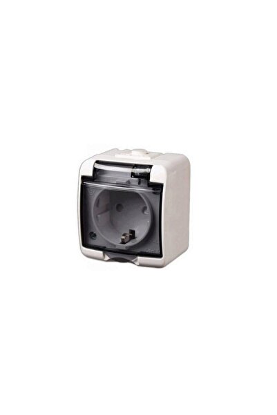 Home Priza montaj aparent Aquastar 22111, alb, 1 locas, IP 44, capac fumuriu ...