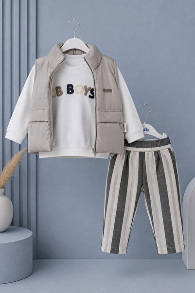 Tuğra Bebe Boys' 3-Piece Set with Inflatable Vest and Lettering Detail and St...