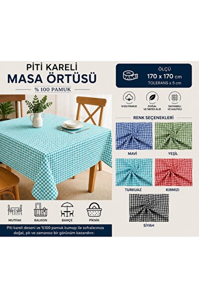 Yuka Tirkizna pita karirana stolnjak spreman za upotrebu 100% PAMUK Stolnjak ...