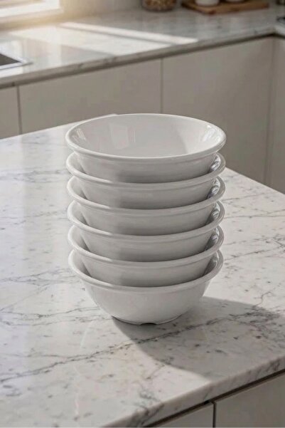 BİODATA 6 Pieces 15 cm White Bowl Unbreakable Melamine Soup Bowl Salad Bowl (...