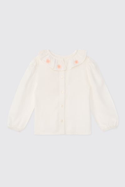 Panço Baby Girl Collared Ecru Blouse